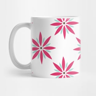 Retro Flower Pattern in pink, light blue, and brown Mug